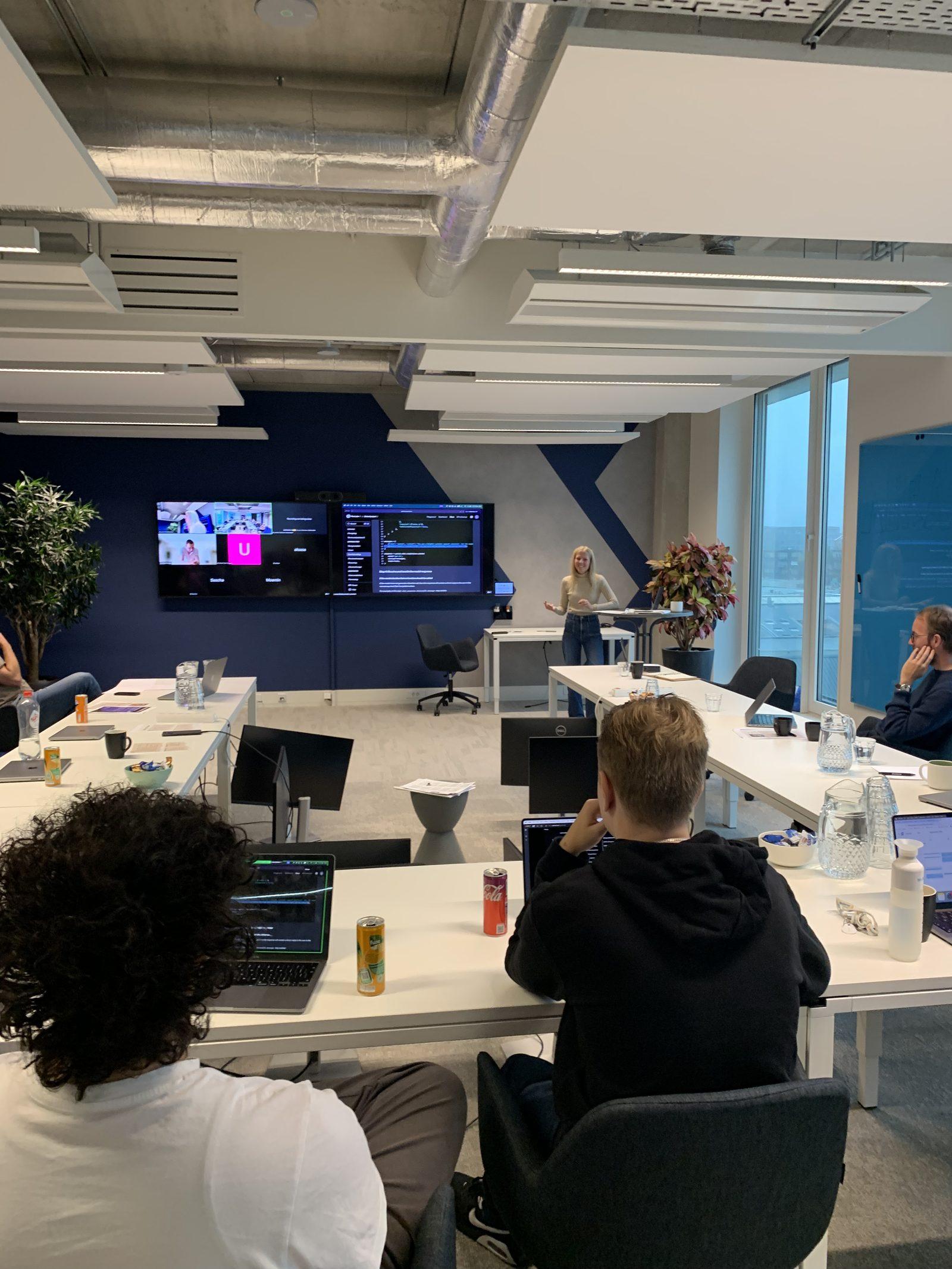 Lena leading the all-day enterprise AI workshop at the Textkernel office