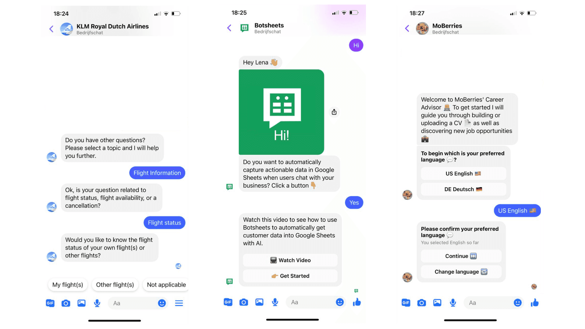 Examples of button-based chatbots